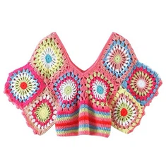 Björt litað heklun V - Háls uppskeru toppur