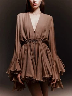 Fágað brúnt chiffon romper